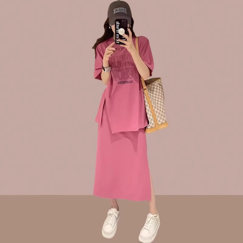 Maternity Summer Dress and Skirt Two-Piece Set for Women 2026 Summer Plus Size Loose Adjustable Skirt Without Belly Support