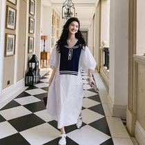 Pregnant woman summer dress white dress pregnant mother summer loose temperament sweet tide long dress
