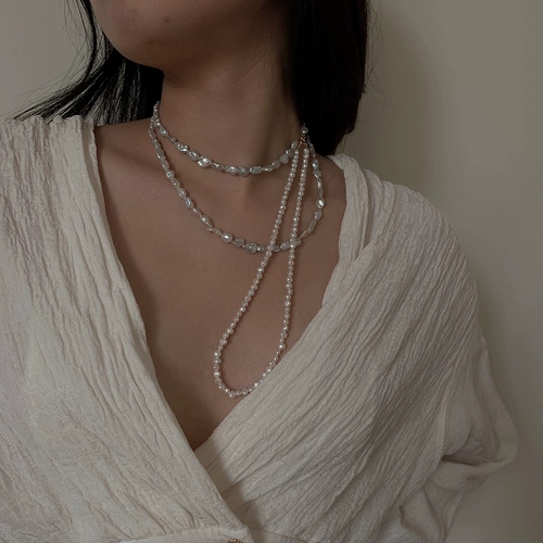 [Weibu Clear Clearance] Супер сказочное сереброе серебро Редкое холодное холодное ярочное жемчужное ожерелье INS RETRO NICHE