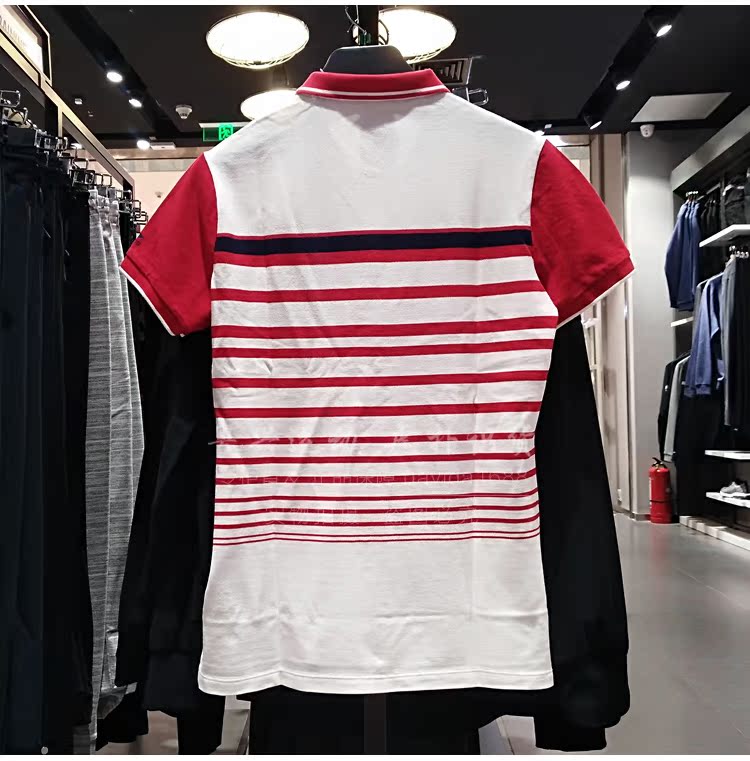 Li Ning ngắn tay áo sơ mi POLO nữ 2018 thời trang mới sọc áo cotton cài áo thun thể thao hè APLN012 áo polo givenchy