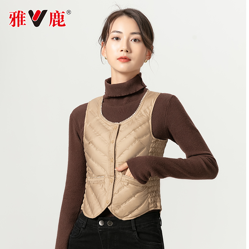 Yose 2023 winter down waistcoat female light slim fit short down jacket waistcoat close-fitting sleeveless 100 lap liner-Taobao