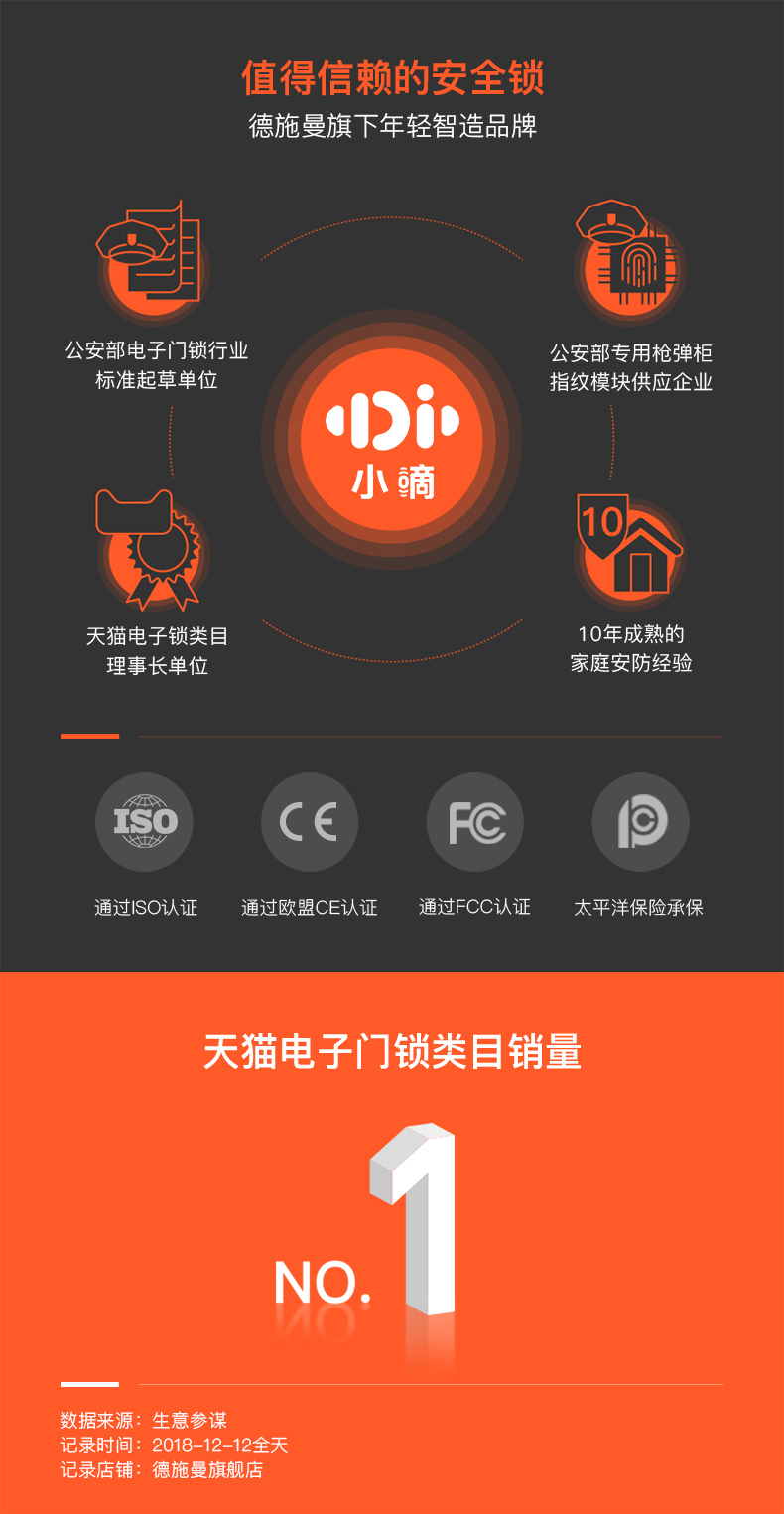 德施曼 小嘀系列 T81 智能指纹锁 图2
