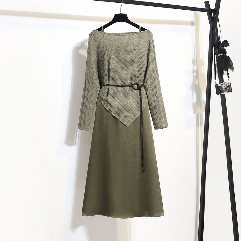 Spring and Autumn Dress for Women 2026 New Style Elegant Korean Version High-End Petite Olive Green Satin Strap Dress Spring and Autumn Dress for Women 2026 New Style Elegant Korean Version High-End Petite Olive Green Satin Strap Dress