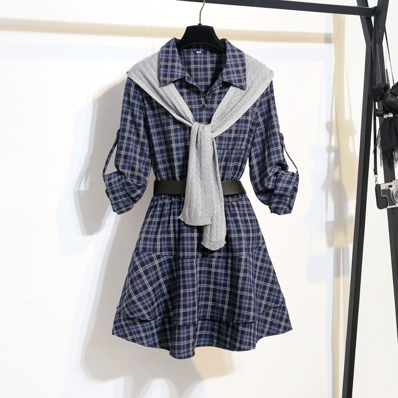 Dress for Women 2026 Early Autumn New Style High-End Petite Blue Plaid Long-Sleeve Mid-Length Shirt Dress Dress for Women 2026 Early Autumn New Style High-End Petite Blue Plaid Long-Sleeve Mid-Length Shirt Dress