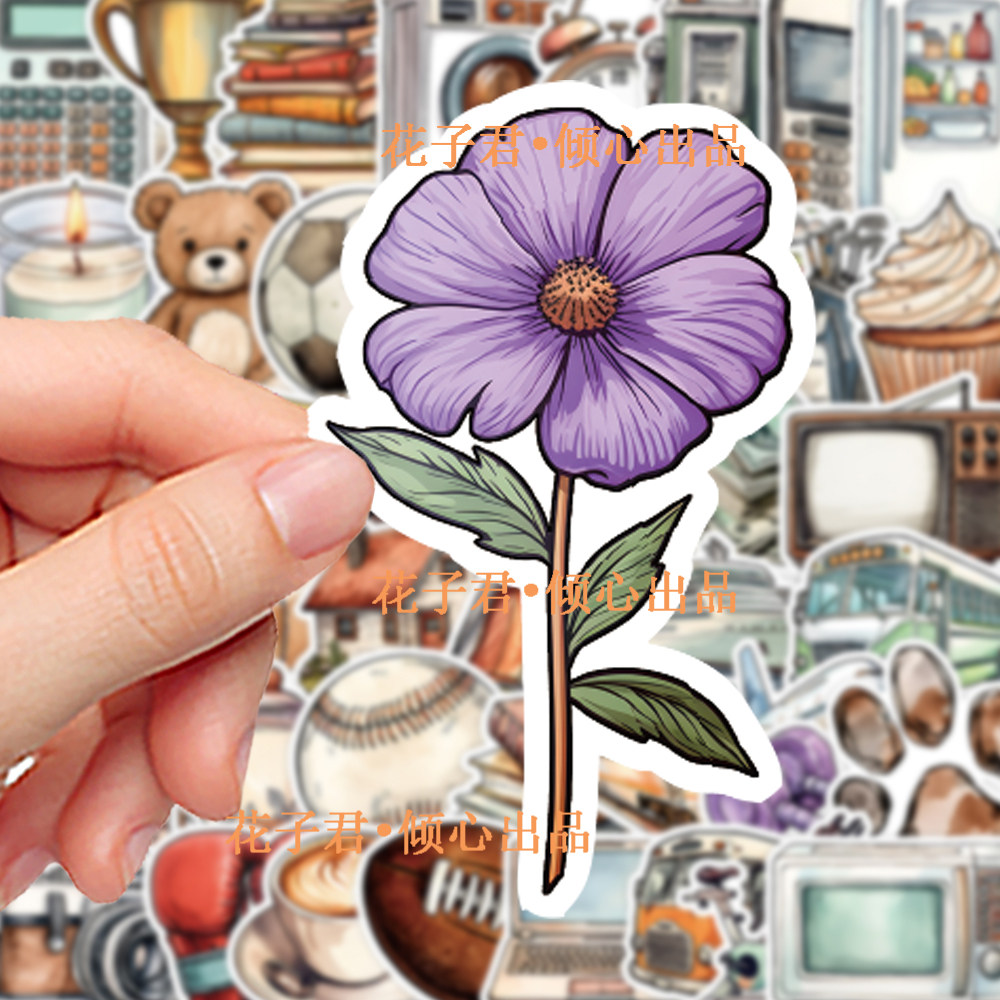 100 Pieces of Artistic Retro Small Object Stickers, Ins-Style High-Value Minimalist Decorative Stickers for Journaling Materials