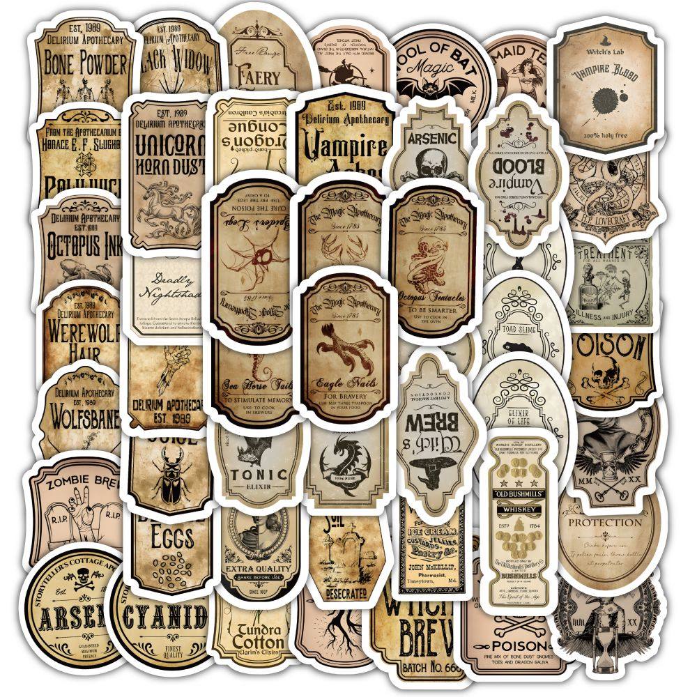 120 Vintage European-Style Label Stickers for Mysterious Objects, Ins Decoration, DIY Journal, Desktop Stickers, Journal Vintage