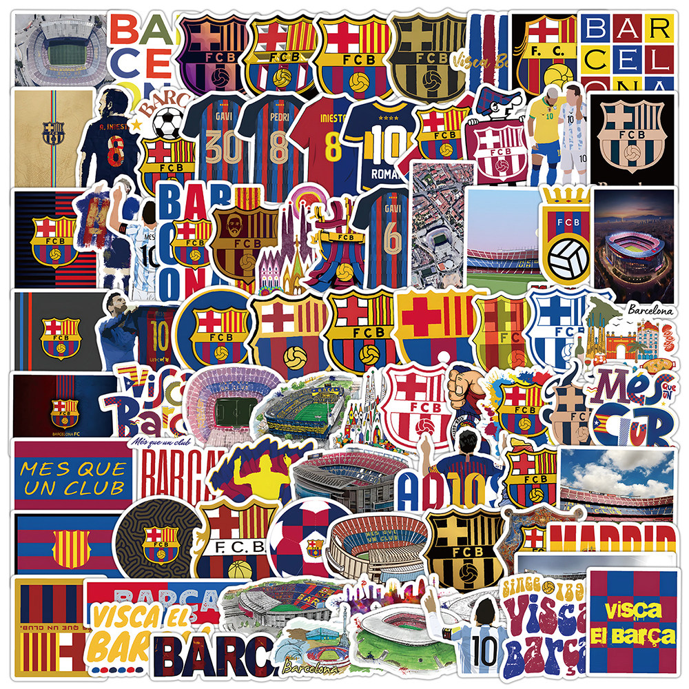 100 Stickers of the Five Major League Team Logos, High-Quality Barcelona Team Logo Stickers, Messi Merchandise, Decorative Waterproof Stickers
