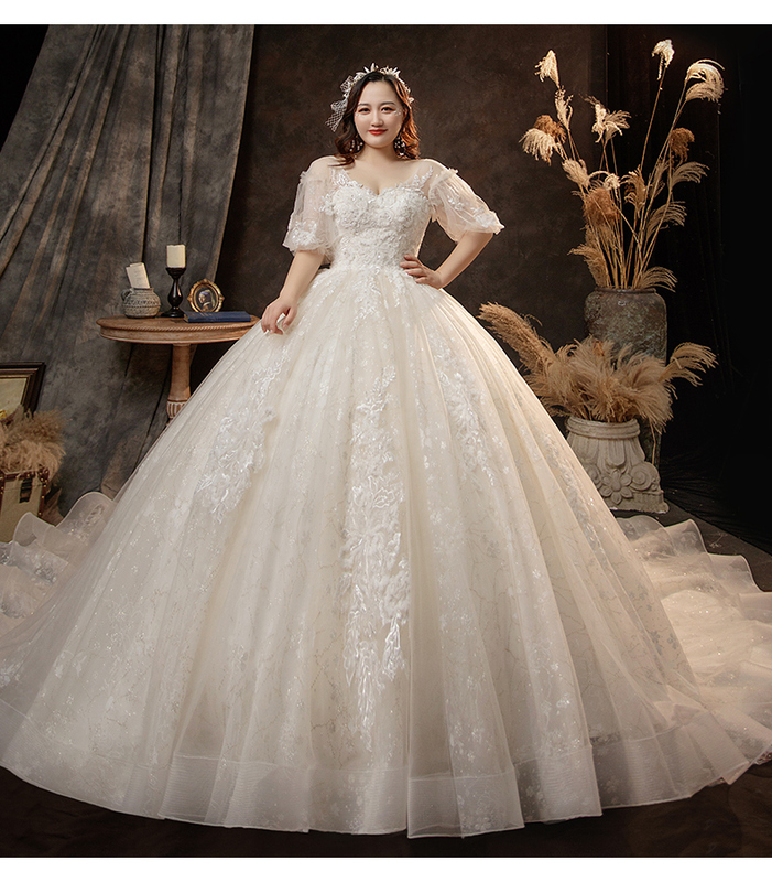 Plus-Size Wedding Dress for Chubby Brides, 100kg Extra-Large, Forest Style, 2026 New Model, Dreamy and Ethereal, Slimming Effect