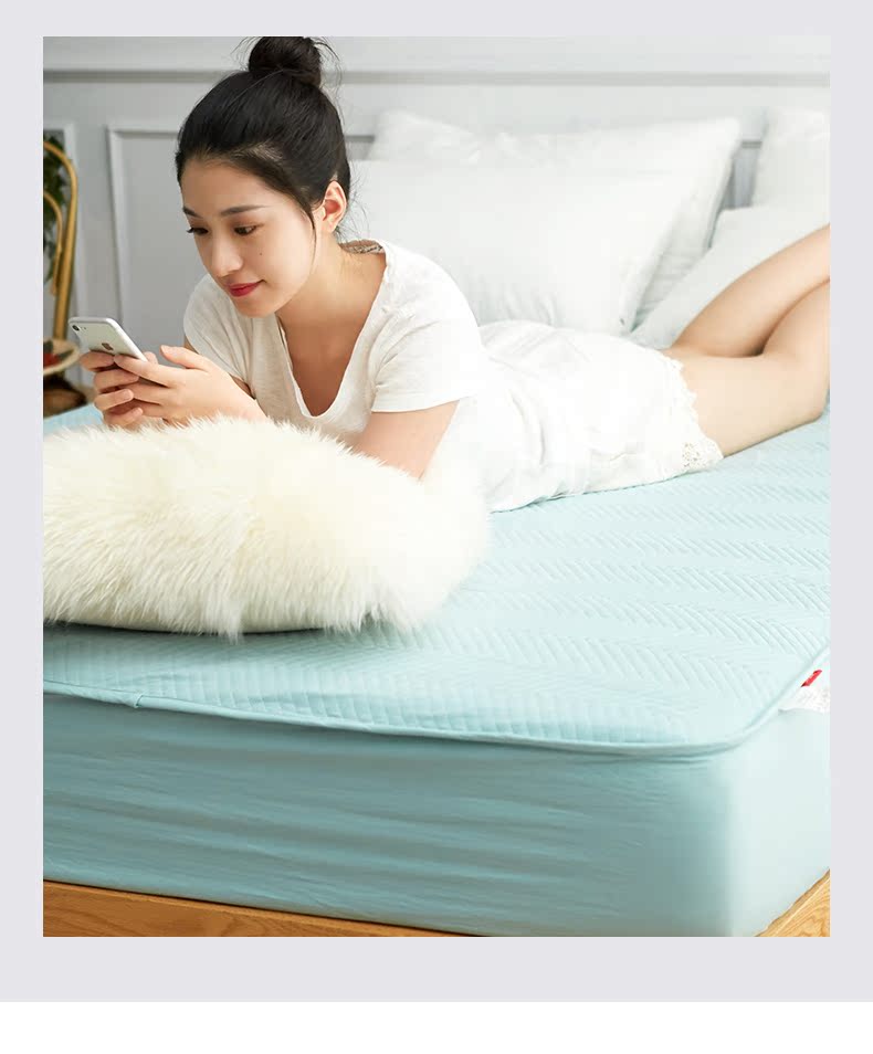 Giải phóng mặt bằng Tấm trải giường một mảnh có thể giặt được bọc nệm bông Simmons bảo vệ chống trượt bìa giường đơn giản - Trang bị Covers 	ga giường bo chun