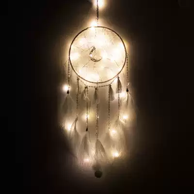 Indian white moonlight dream catcher pendant Handmade diy material bag Wind chimes Feather pendant Birthday gift