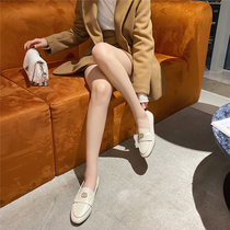 Small rhinestones small fragrant wind flat shoes leather round head low heel single shoes black shoes loafers lazy shoes