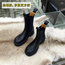 Rear zipper version ~ net red same leather thick-soled Martin boots female stretch boots Chelsea boots short boots Women Winter