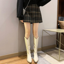 True cowhide pointed Knight boots female thick heeled high heel boots zipper high boots but knee high boots female boots winter