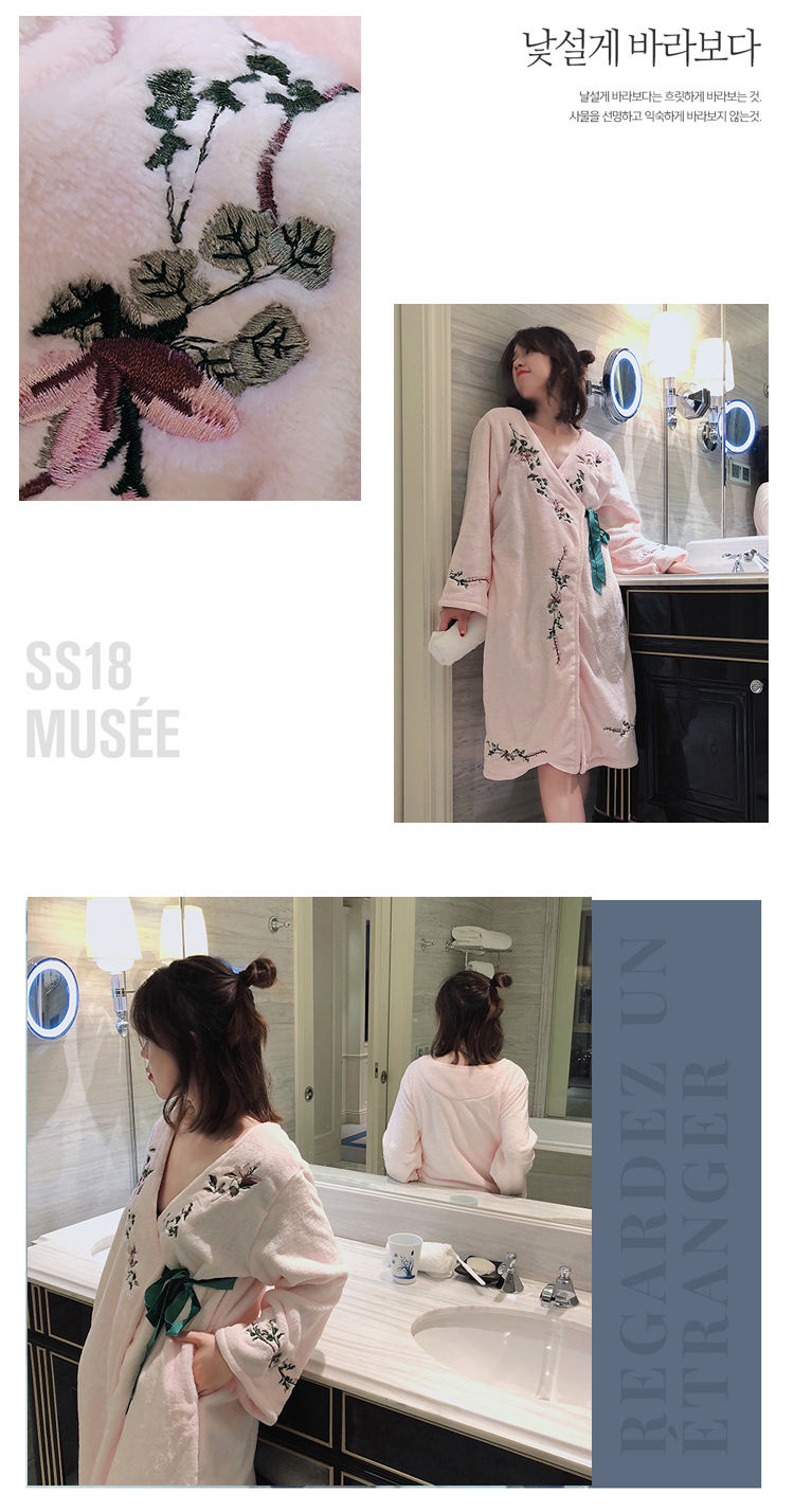 Công chúa flannel phong cách Trung Quốc váy ngủ nữ mùa đông dài tay dày cộng với áo choàng nhung áo choàng ngủ đồ ngủ mùa thu và mùa đông quần áo ngủ nữ