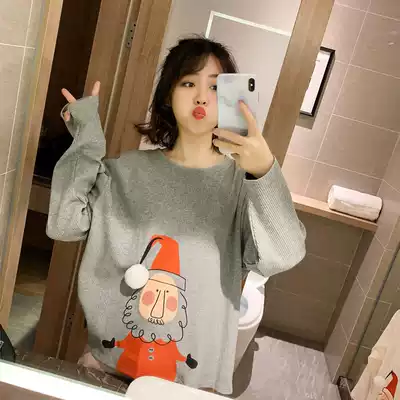 Bearded old man pure cotton pajamas female spring and autumn cute long-sleeved cartoon pullover thin autumn and winter Korean version of home service suit