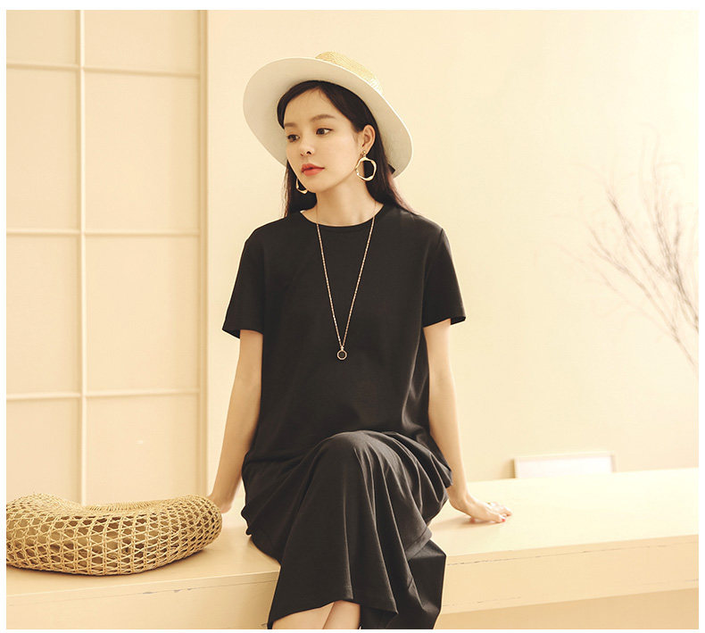 Платье для беременных 米度丽孕妇装夏装上衣孕妇连衣裙夏季外出时尚高端短袖t恤长裙子 M degrees Korea