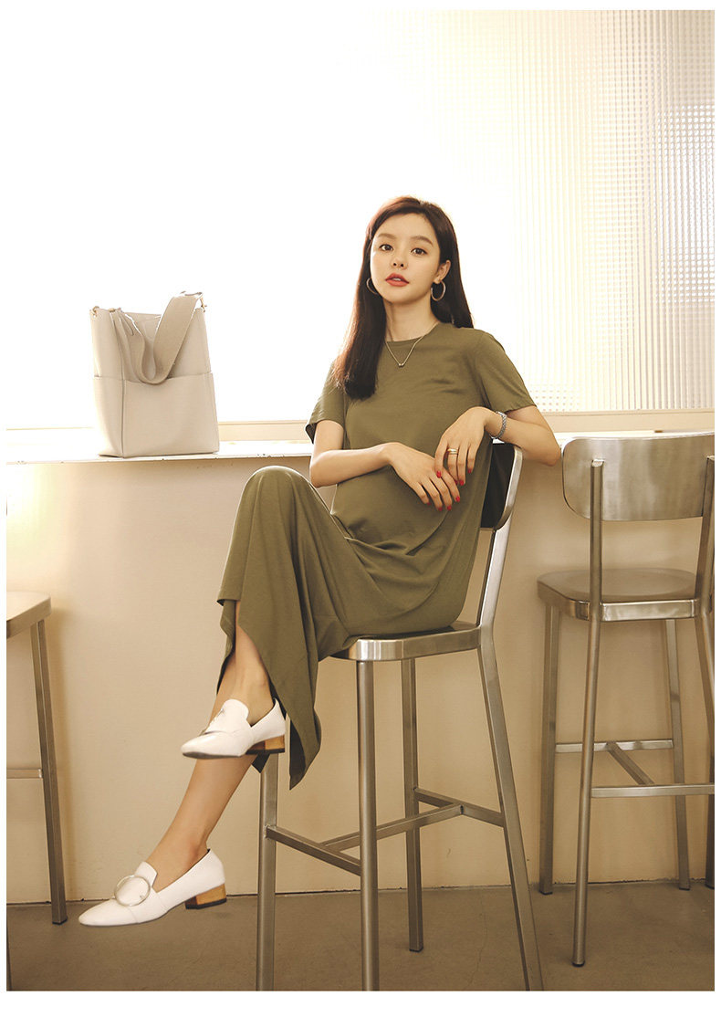 Платье для беременных 米度丽孕妇装夏装上衣孕妇连衣裙夏季外出时尚高端短袖t恤长裙子 M degrees Korea