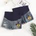 Bà bầu denim quần short thời trang mùa hè mặc quần bà bầu quần mỏng phần thủy triều mẹ rộng kích thước đáy quần short mùa hè - Phụ nữ mang thai quần / quần bụng