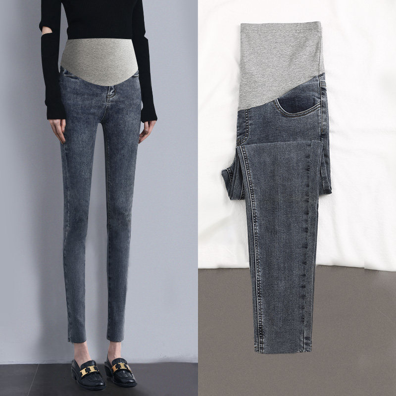 Maternity pants pants spring and autumn outside wear fashion thick plush maternity jeans base spring pants large size spring wear