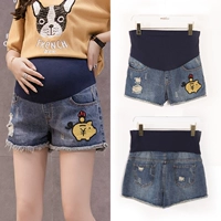 Bà bầu denim quần short thời trang mùa hè mặc quần bà bầu quần mỏng phần thủy triều mẹ rộng kích thước đáy quần short mùa hè - Phụ nữ mang thai quần / quần bụng thời trang bầu 2021