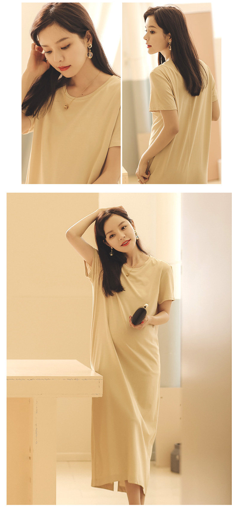 Платье для беременных 米度丽孕妇装夏装上衣孕妇连衣裙夏季外出时尚高端短袖t恤长裙子 M degrees Korea