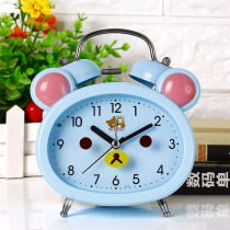 Student alarm clock Simple oversized ringtone Bedside mute small alarm clock Cute cartoon childrens small alarm clock with night light