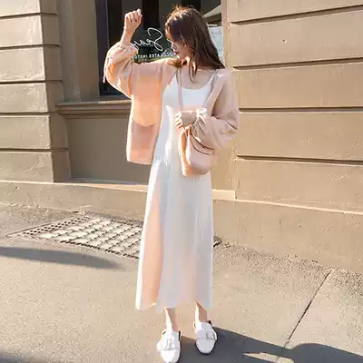 Hipster pregnant women dress summer temperament out 2021 spring and autumn fashion fairy set tide Hot Mom personality
