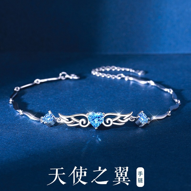 S999 Sterling Silver Bracelet for Women, Angel Wings Bracelet, Fashionable Jewelry, Valentine's Day Birthday Gift for Girlfriend or Wife S999 Sterling Silver Bracelet for Women, Angel Wings Bracelet, Fashionable Jewelry, Valentine's Day Birthday Gift for Girlfriend or Wife