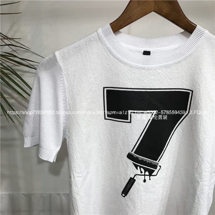 Mùa xuân và mùa hè mới đan in t-shirt nam ngắn tay đầu mỏng mỏng nửa tay áo giản dị t-shirt đáy áo