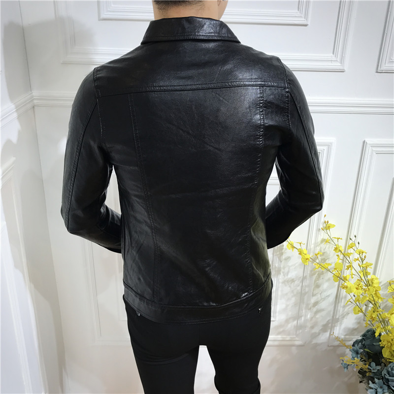 2017 mùa thu và mùa đông người đàn ông mới ve áo Slim-fit da xe gắn máy áo khoác thanh niên Hàn Quốc phiên bản của chiếc áo khoác nhỏ thủy triều