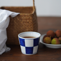 Selective scientist small blue cup series F hand-painted blue and white ceramic water cup coffee cup pig mouth cup customized Japanese style