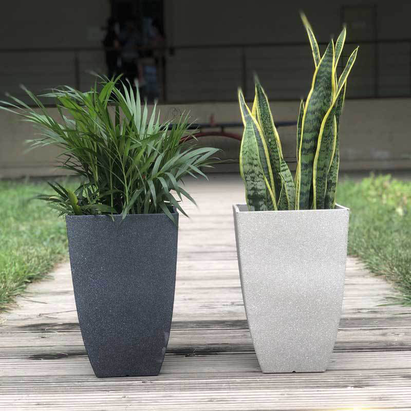 Universal Imitation Cement Flowerpots Square Large Caliber Flower Pots Living-room With High Flower Pots Minimalist Eurostyle Green Planting Potted Plants