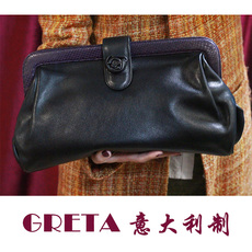 Сумка sold out greta意大利制牛皮 vintage小众中古大手拿包女士包时尚
