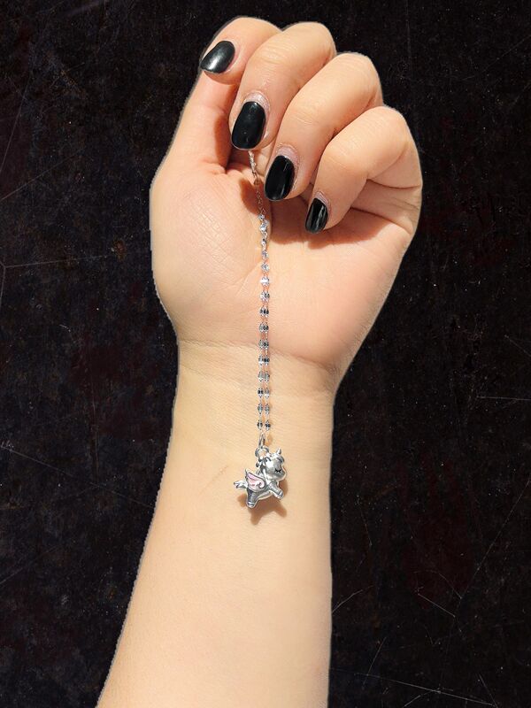 17*15m990 Pure Silver Unicorn Pendant Necklace Sweater Chain with Chain