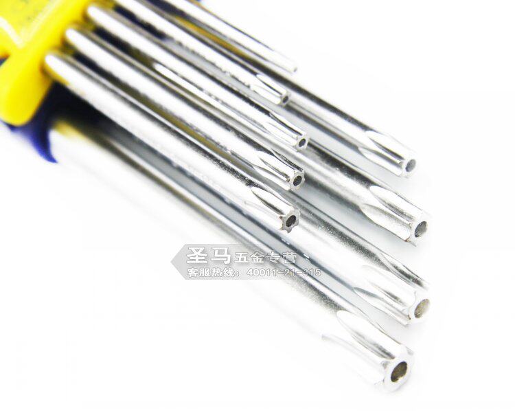 Ключ имбусовый (шестигранный) 【上海三圈工具】加长 星型 梅花内六角扳手 带孔 9件套 t10-t50 Tricle brand