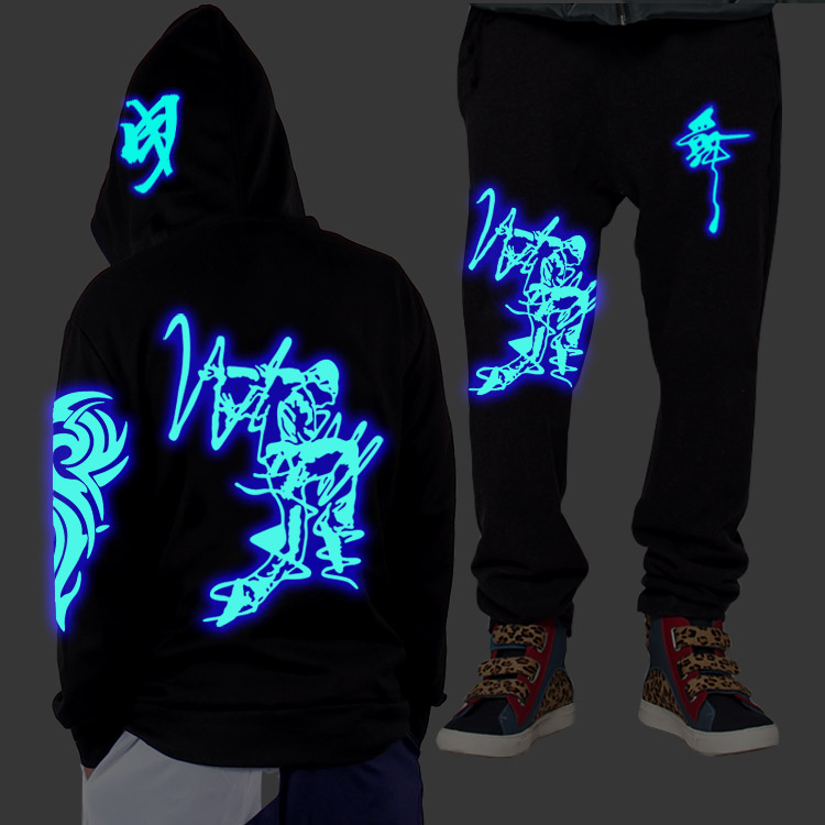 Quần áo dạ hội múa ma dạ quang Set học sinh nam và nữ Hip Hop Wind Troll Dance Sweater Ghost Dance Step Coat Full quần áo thể thao nam
