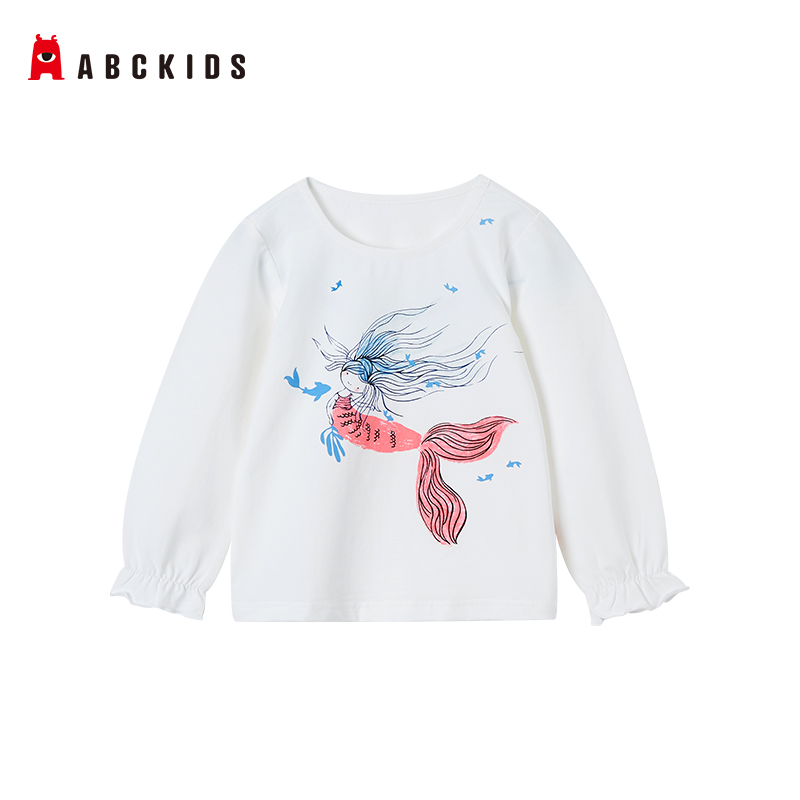 abckids quần áo trẻ em mùa xuân 2020 trẻ em mới của quần áo cô gái vòng cổ áo T-shirt in chín tay.