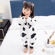 Bộ đồ ngủ cho bé Xiêm Mùa đông Flannel Bé làm dày 4 Phụ nữ 2 Mùa đông Mùa đông 0 Cô gái Lông cừu Coral Trẻ em 1-3 tuổi Chống đá