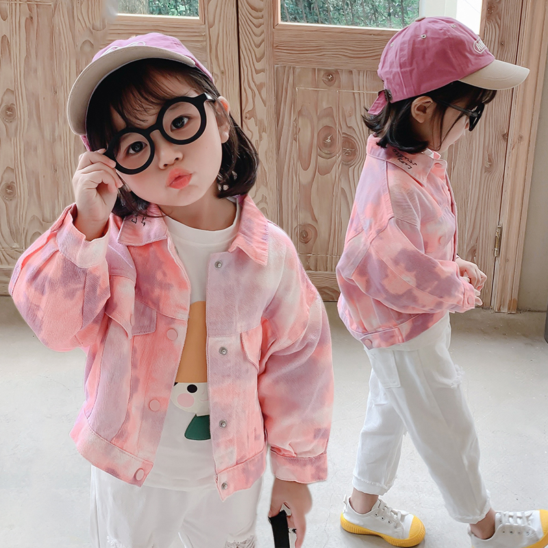 Girl Denim Jacket Spring Autumn Money Children Pink Baby Autumn Dress Casual Tide New Children Blouses Foreign Palate Dress