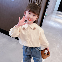 Girls shirts spring and autumn new fashionable childrens Korean style doll collar shirts autumn girls fashionable bottoming shirts tops
