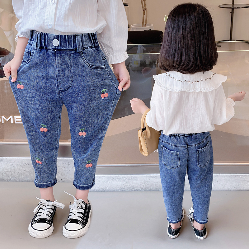 Girls' jeans spring and autumn foreign style 2022 new baby girl autumn clothes girls' trousers autumn children's pants
