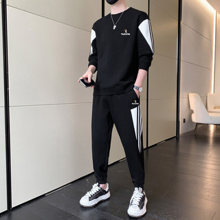 啄木鸟卫衣运动套装男士春秋季新款潮流宽松休闲长裤一套搭配帅气