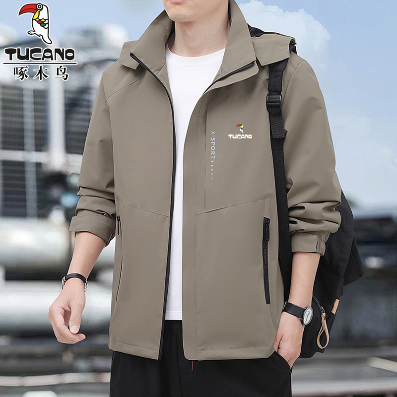 Woodpecker Jacket Men's Spring and Autumn 2025 New Large Size Outdoor Mountaineering Clothing Windproof and Waterproof Jacket