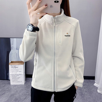 Woodpecker fleece jacket for women standing collar keep warm and thick
