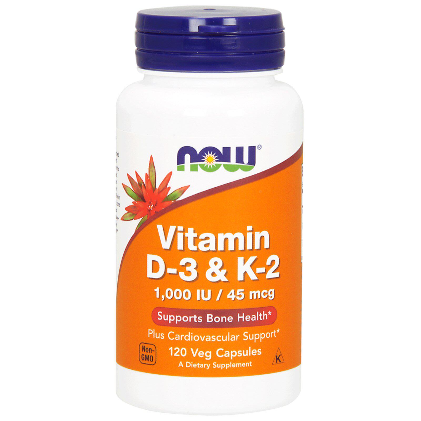 Now Foods vitamin D3 K2 vegetarian capsules 120 grains of grain