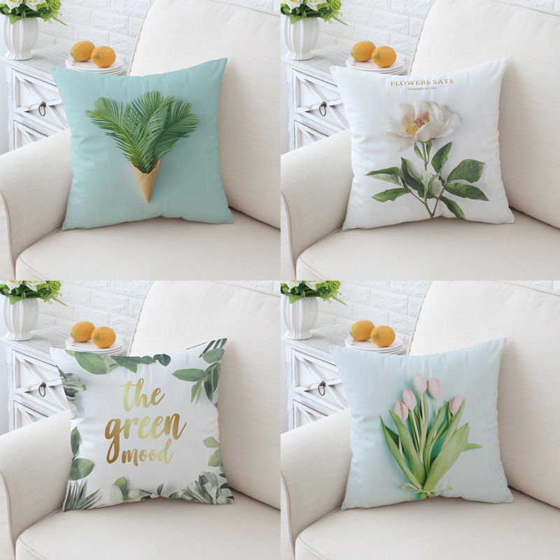 Branches and leaves ins plant gift fresh French velvet pillow cover waist pillow cushion office sofa pillow