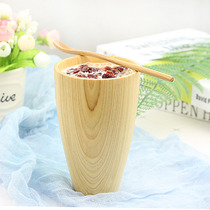 Japanese solid wood cup with lid spoon simple fashion log hot water Cup Fir wooden handmade Cup wooden coffee cup