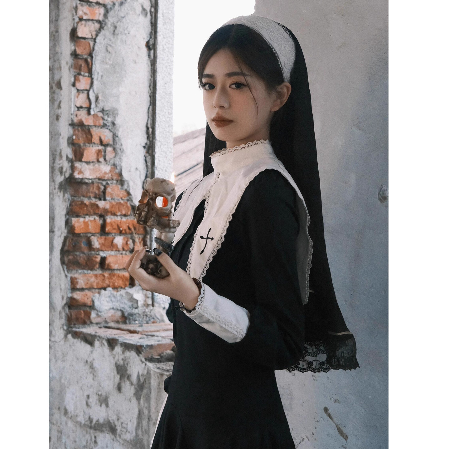 万圣节邪恶修女cos服装反差派黑化哥特风恐怖连衣裙_Cosplay女装_淘宝游戏网