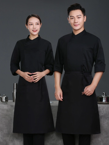 Шеф -повара отеля Рабочая одежда осенью и зимой, семиточные рукавы мужчины и женщины высокий