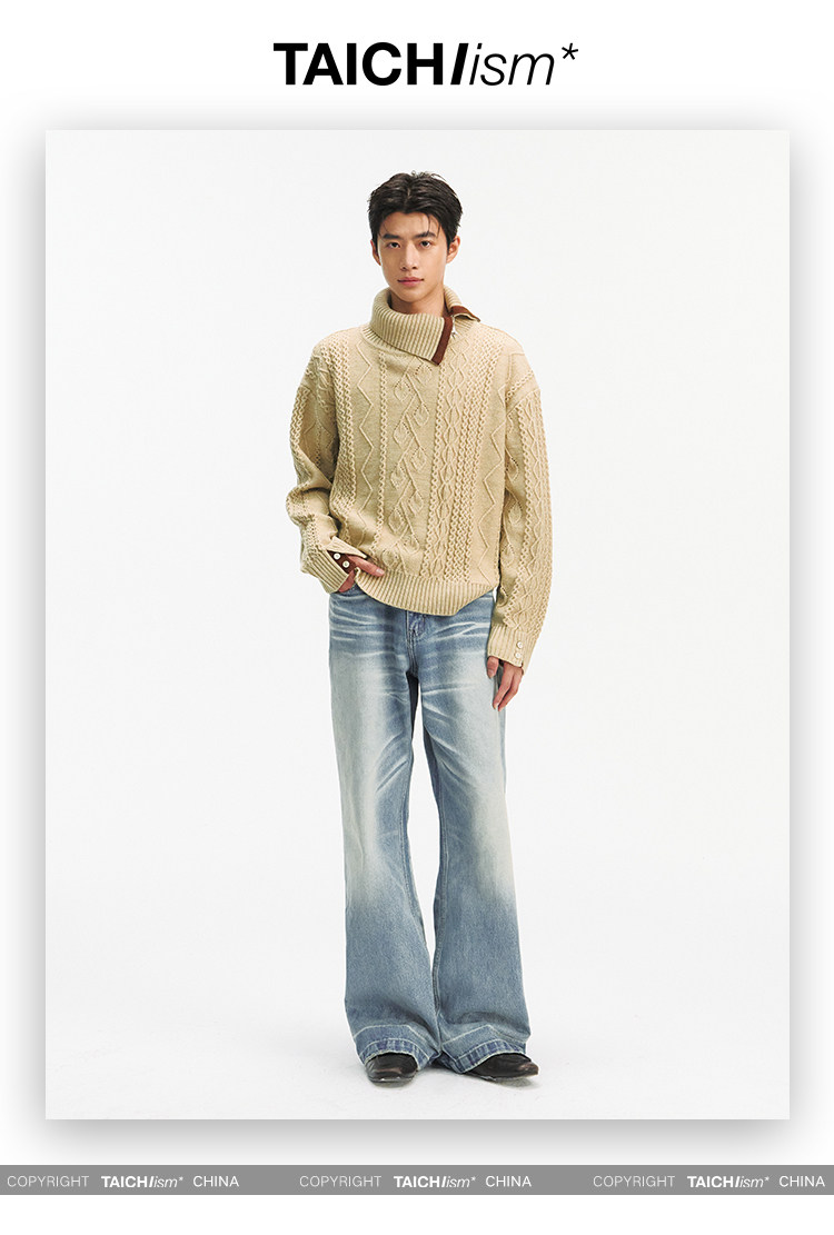 TAICHIISM Cable-Knit Turtleneck Sweater